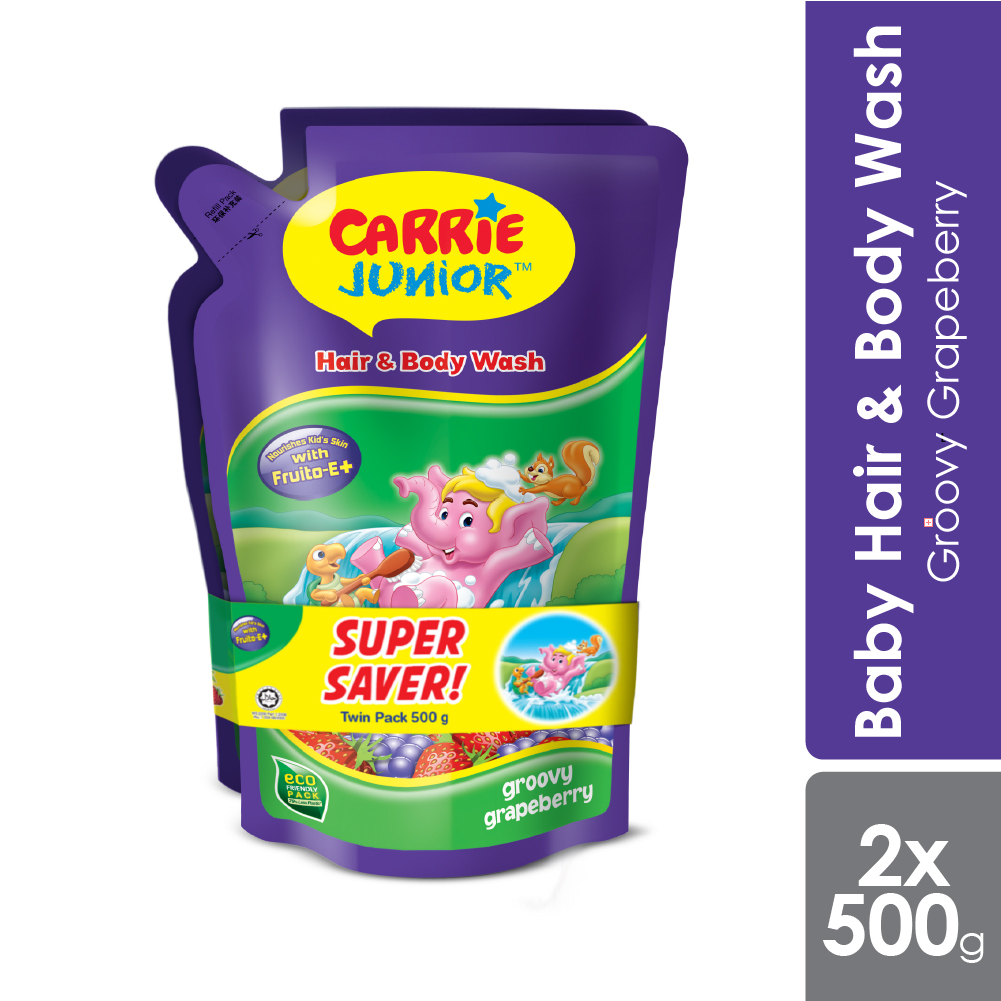 Carrie Junior Hair Body Wash Groovy Grapeberry 500g X 2