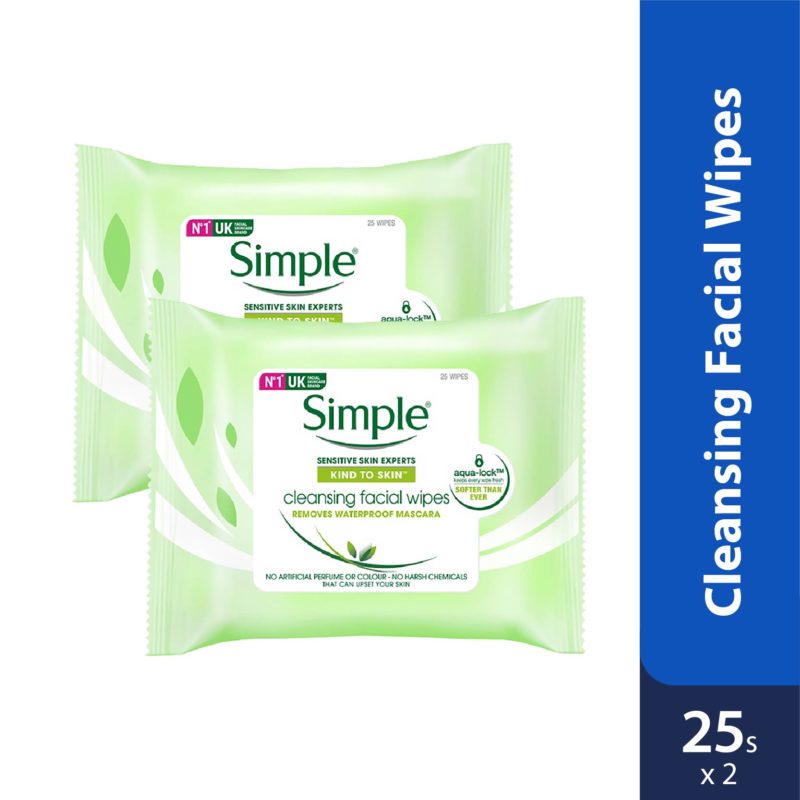 Simple Cleansing Facial Wipes 25 S Twin Pack Alpro Pharmacy   72946 01 800x800 