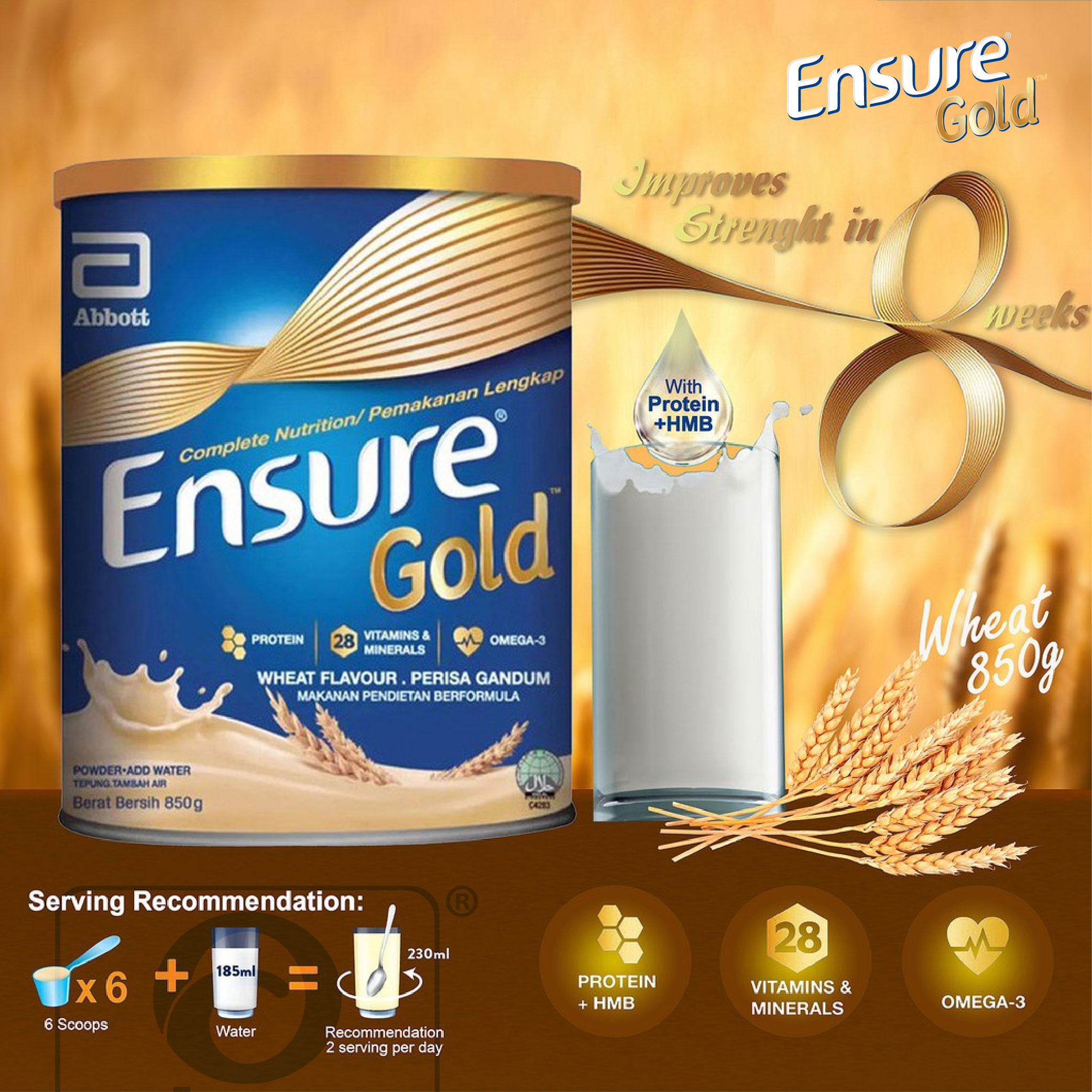 Abbott Ensure Gold Wheat Twin Pack 850g Free Fashion Backpack