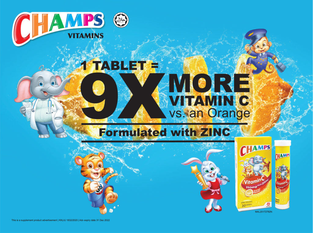 Champs Vitamin C Plus Zinc Effervescent 15s | For Children Below 12 years old