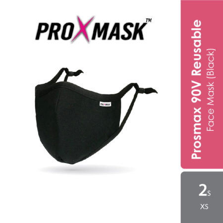 Proxmask 90v 5 Layers Reusable Face Mask (size S: Black) 2s | For Adult