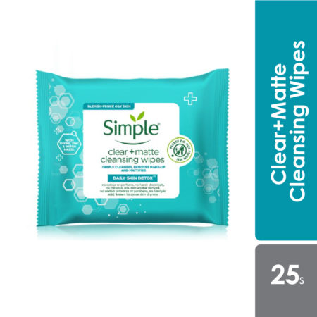 Simple Detox Clear Matte Cleansing Wipes 25's