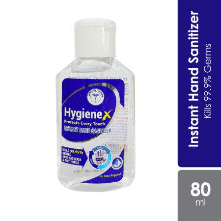 Hygiene X Instant Hand Sanitizer 80ml | Kills 99.99% Of Bacteria, Germs & Virus