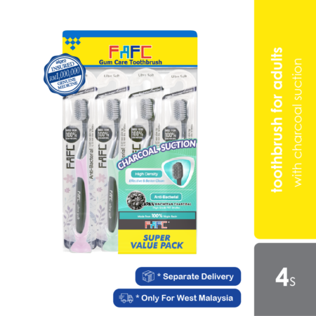 Fafc Anti Bacterial Suction Adult Toothbrush 4s | With Charcoal Suction