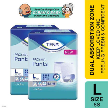 Tena Proskin Pant Plus (l) 8s Twin Pack Foc Compression Socks | Leak Guard Protection