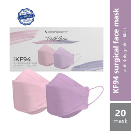 Icon Protective Kf94 4ply Surgical Facemask Purple & Pink Pastel Series 20s