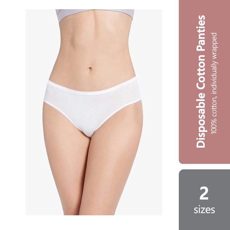 PAN-MATE Women Premium Disposable Panties Lady Travel Panty Underwear (100%  Cotton / Non-Woven) Size M L XL XXL 一次性纯棉纸内裤