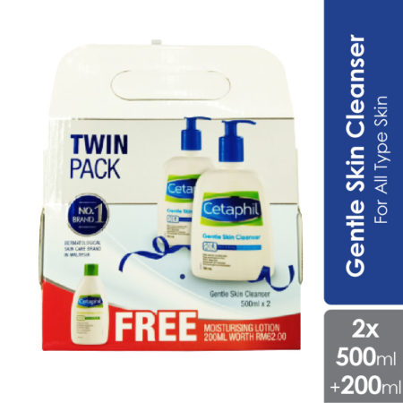 Cetaphil Gentle Skin Cleanser 500ml 2s Free Moist Lotion 200ml