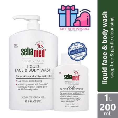 Sebamed Liq. Face& Body Wash 1l Free 200ml + Liq. Wash 20ml + Anti-hair Loss Shampoo 20ml