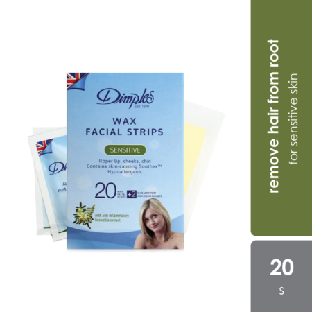 Dimples Wax Facial Hair Removal Strips (sensitive Skin) 20s | Natural Anti-inflammatory To Calm Skin