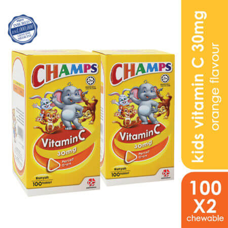 Champs C 30mg Orange 2x100s | Kids Vitamin C