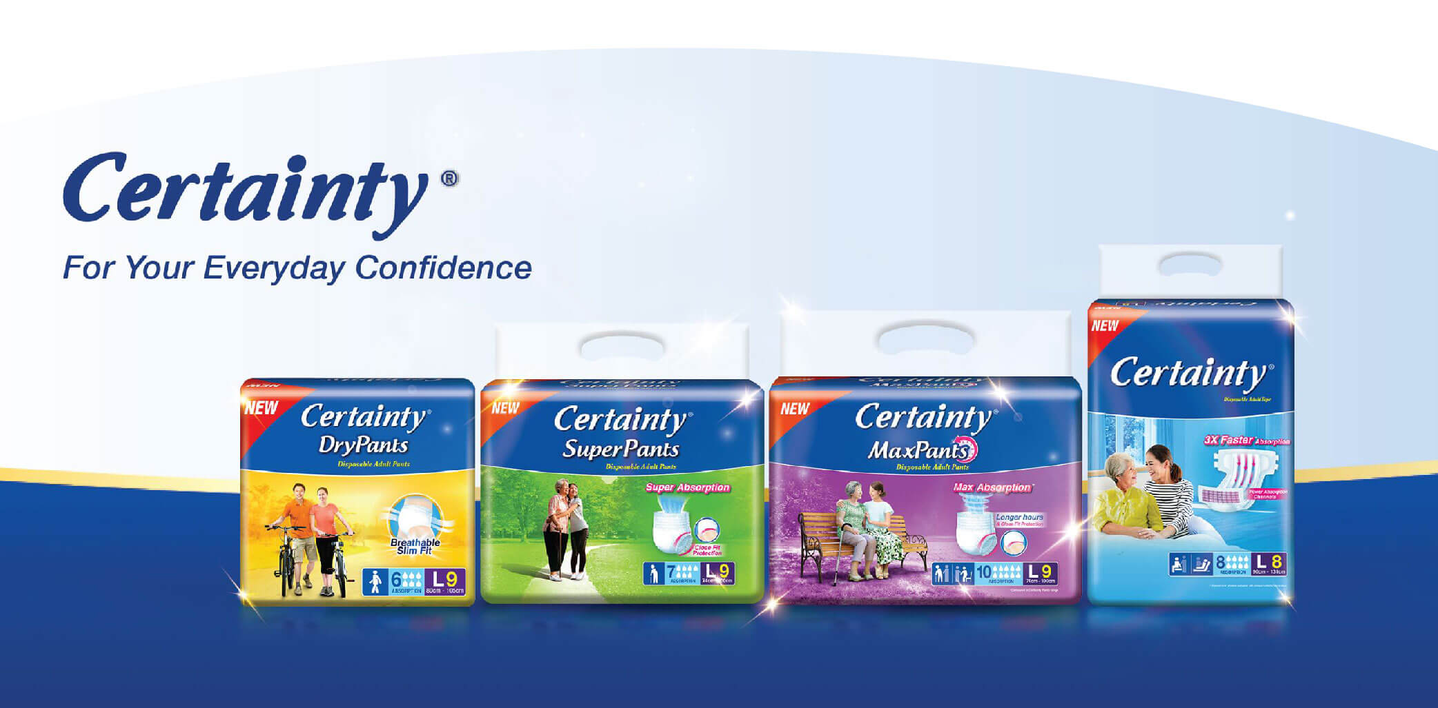 Certainty Adult Diapers L 8s | 3x Faster Absorption