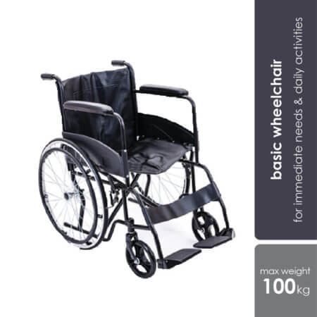 Hospitech Standard Wheelchair With Pvc Footplate (sk-kl809-pvc) | For Immediate & Daily Activities Use