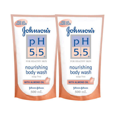 Johnsons Ph5.5 Nourishing Almond Oil Body Wash 500ml 2s