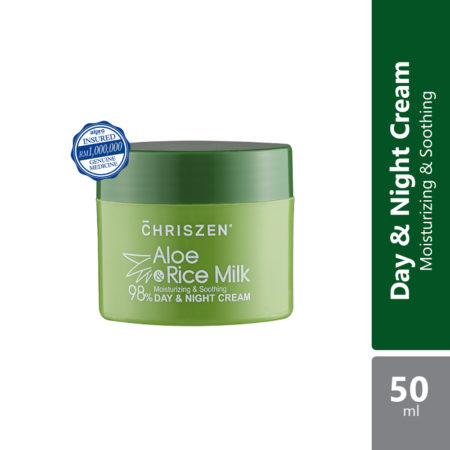 Chriszen 98% Aloe Vera & Rice Milk Day & Night Cream 50g | Moisturizing & Soothing