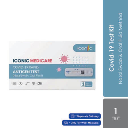 Iconic Covid-19 Nasal Swab & Oral Fluid Antigen Test Kit | 1 Test