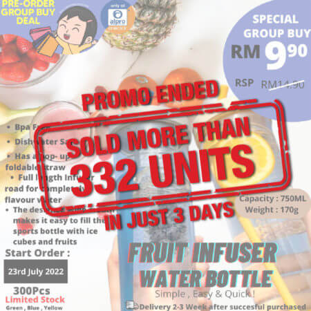 [ Group Buy Delivery Starts On 5/08/2022] Fruit Infuser Water Bottle 750ml