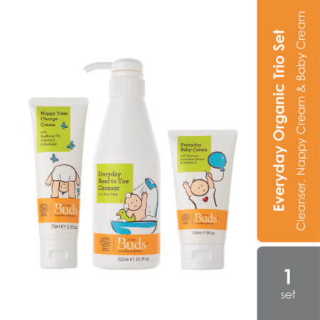 (ws)buds Everyday Organics Set Of 3 | Cleanser, Nappy Cream & Baby Cream