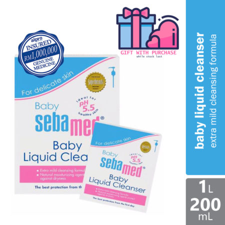 Sebamed Baby Liq. Cleanser 1l Free 200 + Baby Liq. 20ml + Extra Soft Cream 10ml