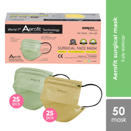 Empro Aerofit 3 Ply Surgical Face Mask With Ear Loop (rainbow) 50s | For Adults