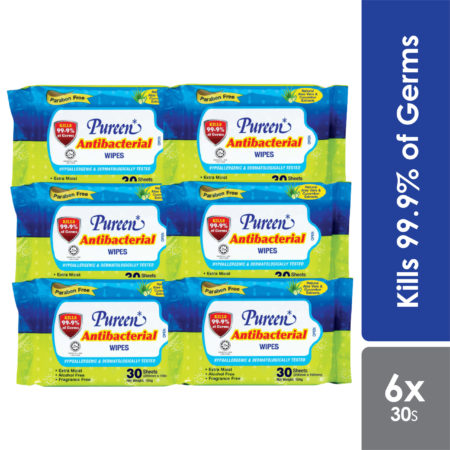 Pureen Antibacterial Wipes 6x30s [expiry 10/24]