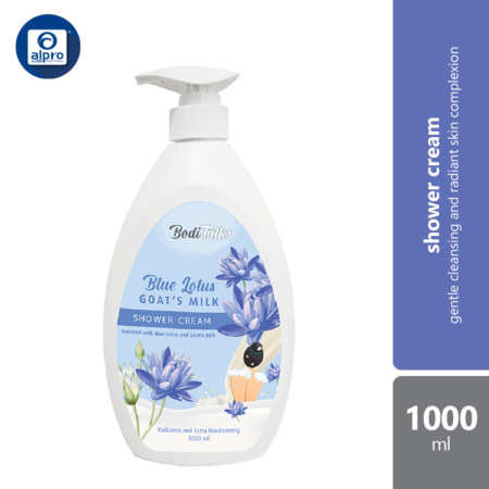 Boditalks Goat's Milk Shower Cream-blue Lotus 1000ml | Moisturizes And Smoothens The Skin