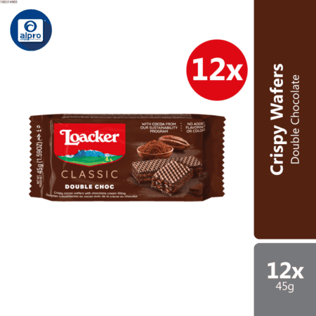 Loacker Double Chocolate 12 X 45g | A Crispy & Chocolatey Combination