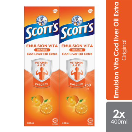 Scotts Emulsion Cod Liver Oil Orange 2x400ml | Immunity