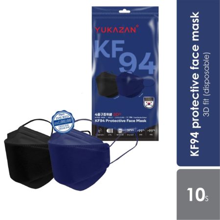 Yuka Zan KF94 Medical Face Mask (Cool Black + Navy Blue) 5S+5S | For Adult