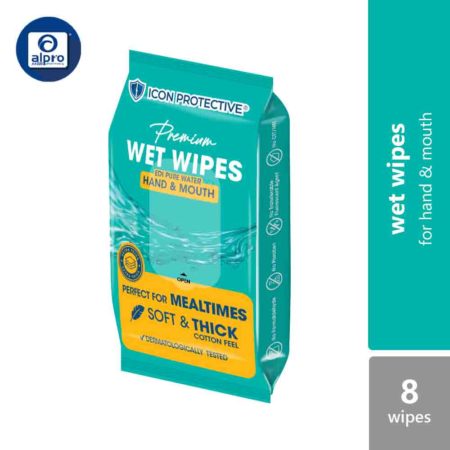 Icon Premiun Wet Wipes Edi Pure Water Hand & Mouth (Food Grade) 8s