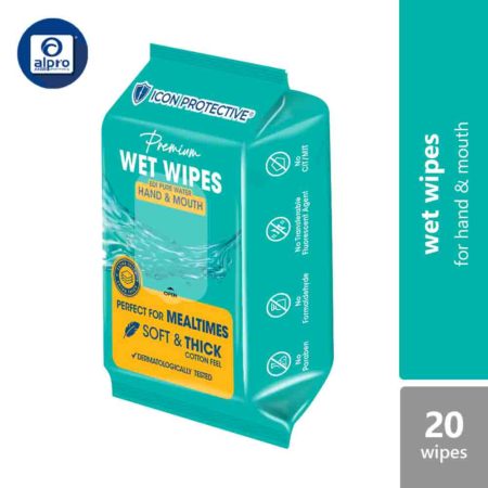 Icon Premium Wet Wipes Edi Pure Water Hand & Mouth (Food Grade) 20s