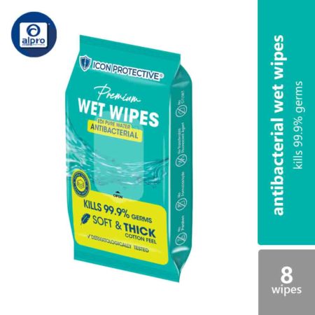 Icon Protective Premium Wet Wipes Antibacterial 8s