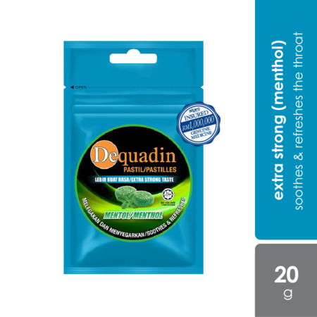 Dequadin Pastilles Extra Strong Taste Menthol 20g|for Sore Throat