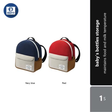 Combi Way Mug Pouch Rucksack (Navy Blue/ Red) | Maintains Food and Milk Temperature