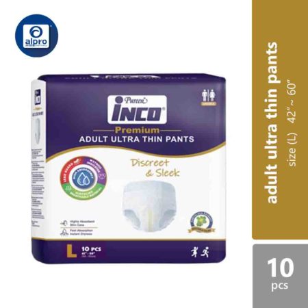 Pureen Inco Premium Adult Ultra Thin Pants | Size: L (10 Pcs/pack)