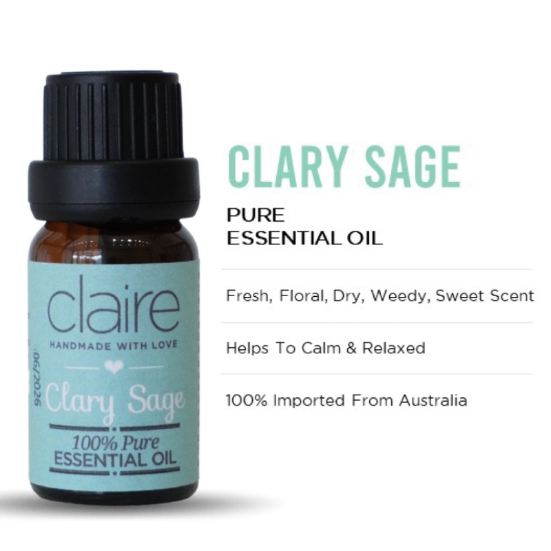 Claire Organics Clary Sage Pure Essential Oil (10ml) - Alpro Pharmacy