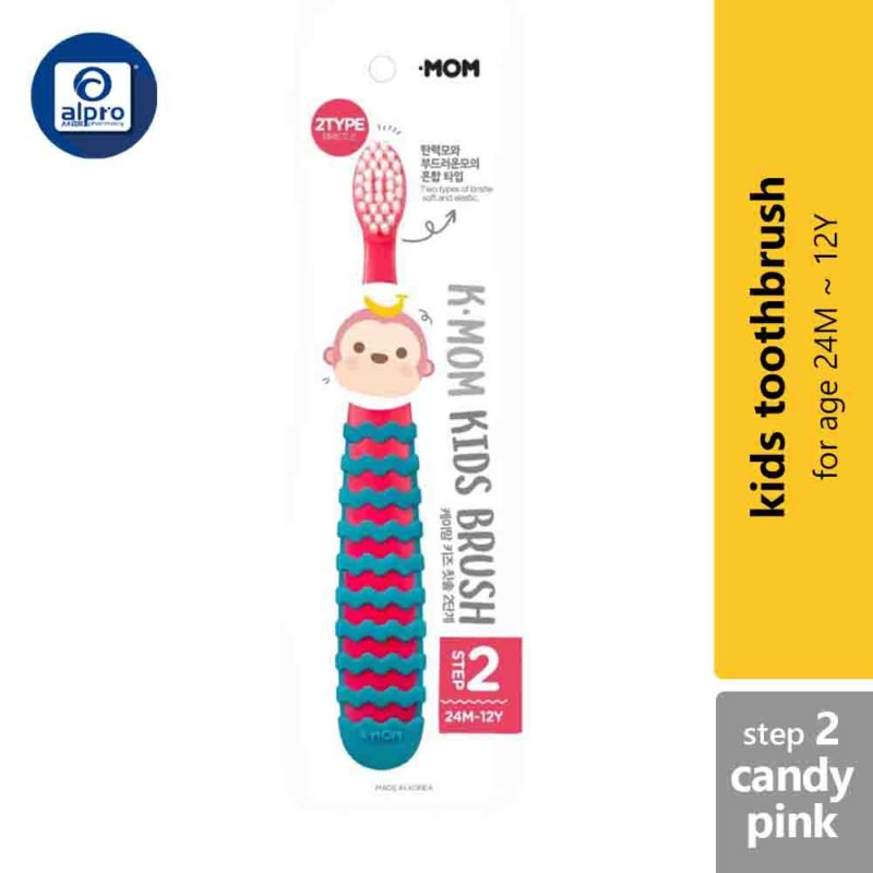 K-Mom Kids Toothbrush Step 2 (5- 12 years) | Candy Pink / Strike Blue ...