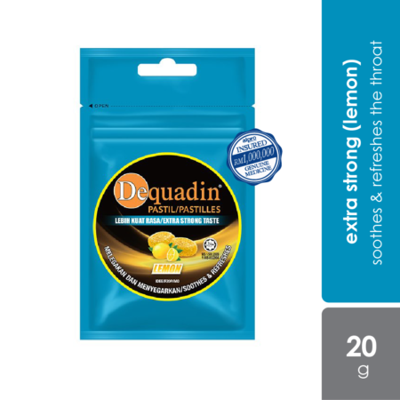 Dequadin Pastilles Extra Strong Taste Lemon 20g|for Sore Throat