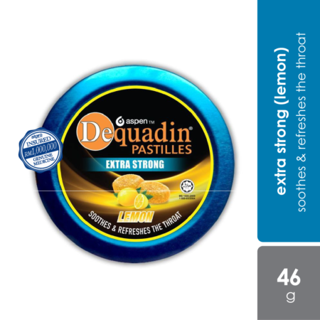 Dequadin Pastilles Extra Strong Taste Lemon 46g|for Sore Throat