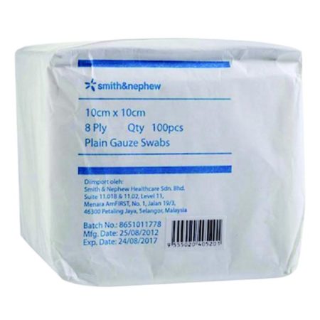 S&n Plain Gauze Swabs 10cmx10cmx8ply 100s