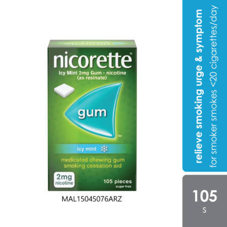 Nicorette Icy Mint Gum 2mg 7x15s | Medicated Gum To Relieve Smoking Urge & Withdrawal Symptom