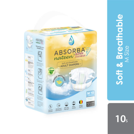 Absorba Nateen Super - Clothair Adult Diapers (Medium) 10s