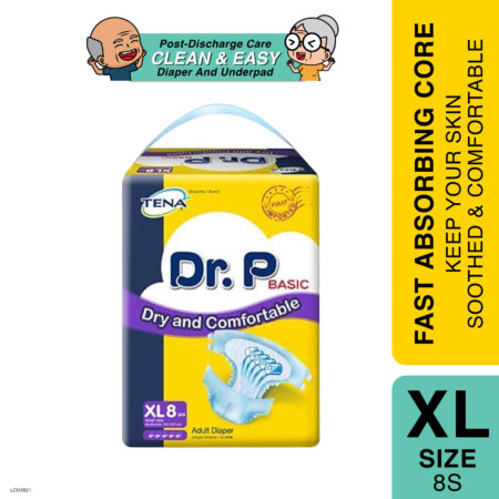 Dr.P Basic Adult Diaper XL 8's | Dry and Comfortable