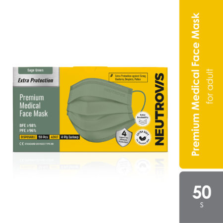 Neutrovis (sage Green) Premium Medical 4ply Face Mask 50s