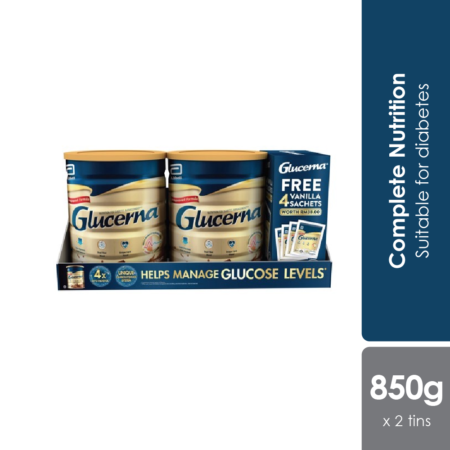 Abbott Glucerna Choc 850gx2 Foc 4 Sachets | Diabetes Formula