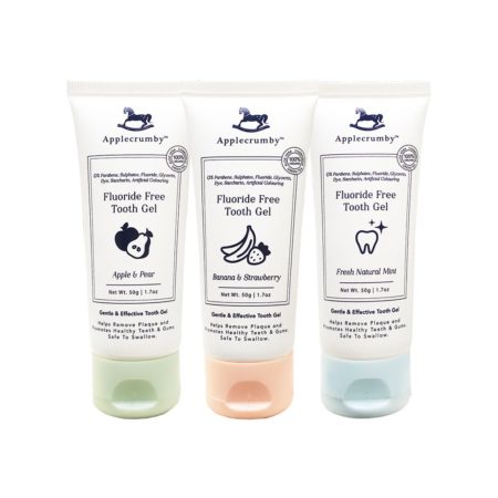 Applecrumby Toothpaste Toothgel (Natural Mint / Apple Pear / Banana Strawberry) 50g | Fluoride Free