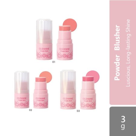 Cezanne Cheek Stick (01 Peach Pink/02 Coral/03 Rose) |Luscious, long-lasting shine