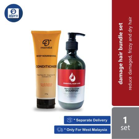 Essential Hair Care Damage Hair Bundle Set | Deep Nourishing Conditioner 270g + Repair Restore Shampoo 500ml