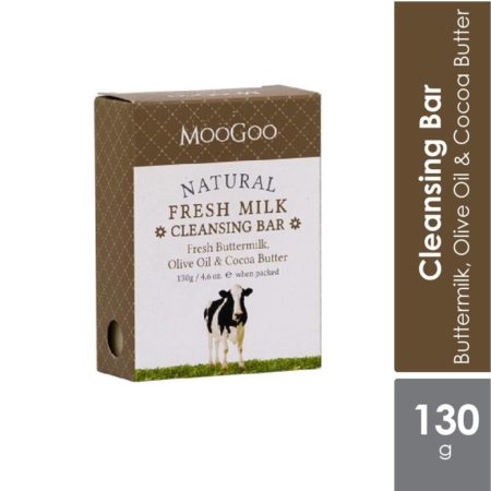 Moogoo Natural Fresh Milk Cleansing Bar With Fresh Buttermilk, Olive Oil &cocoa Butter (130g)