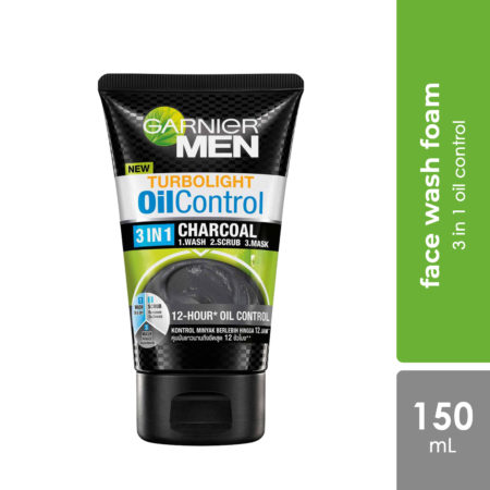 Garnier Men Turbolight Oil Control 3in1 Charcoal Foam 150g